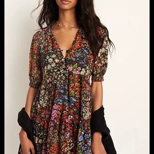 Maeve by Anthropologie Tiered Floral Tunic Dress, Size XS
